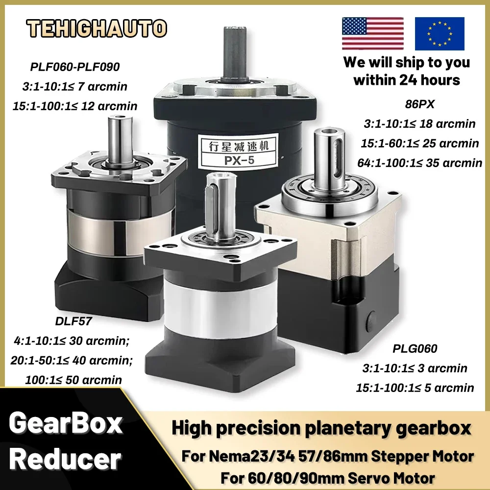 Planetary Gearbox Reducer Nema 23 34 - 6.35/8/11/14mm入力遊星減速機高精度減速機、Nema23/34ステッピングモーター用、60/80mmサーボモーター減速ギアボックス