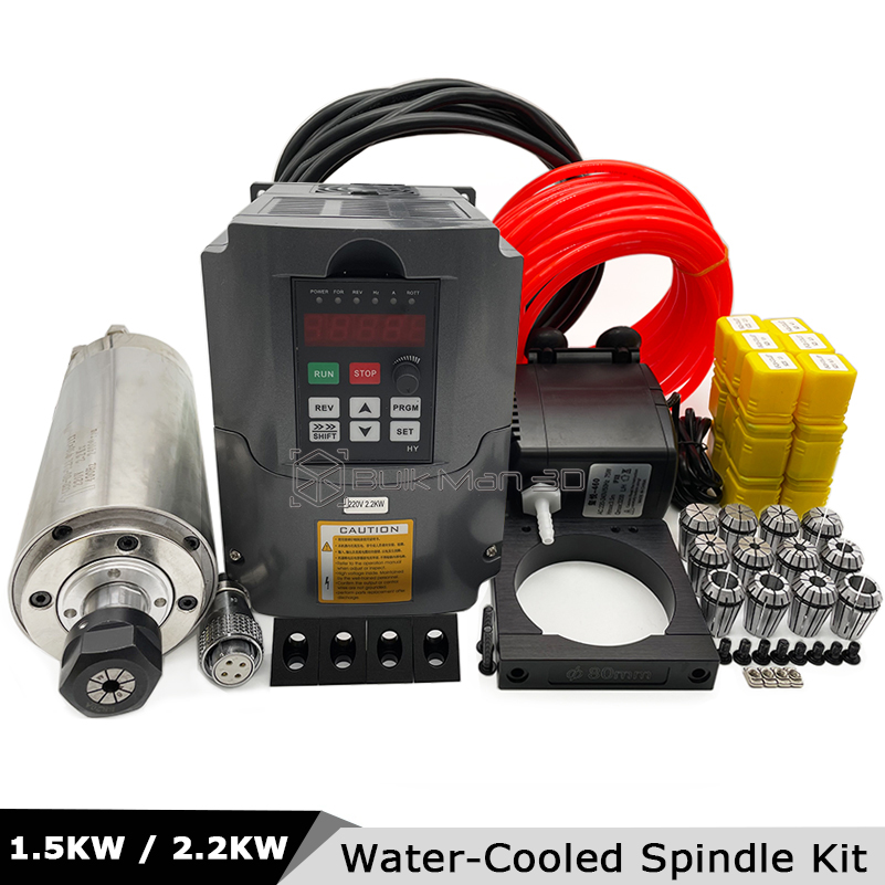 2.2Kw Water Cooled Spindle Kit Vfd - 2.2KW/1.5KW 400Hz 24000RPM 水冷式CNCスピンドルキット 220V 110V