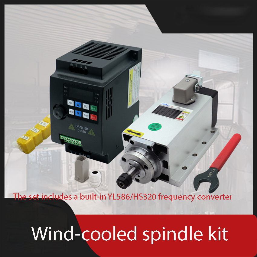 Air Cooled 1.5Kw Spindle Motor Inverter 110V - 1.5KW HIZ80x73-1.5 スクエア空冷スピンドル周波数変換器セット モーター彫刻側穴切断機 220V 110V