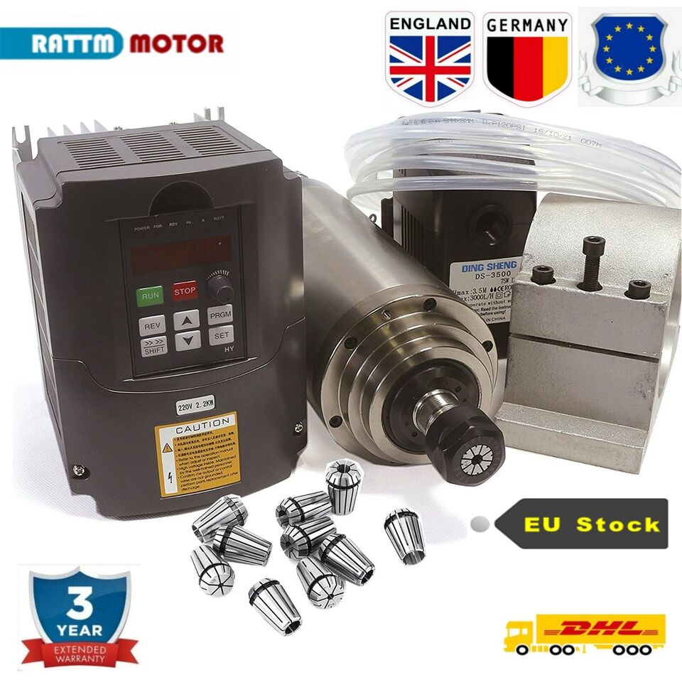 2.2Kw Water Cooled Spindle Kit Vfd - 水冷スピンドルモーターキット,CNCフライス盤用,ラウンドスピンドル,24000rpm,vfdインバーター,rs485,14p er20,2.2kw, 2200w