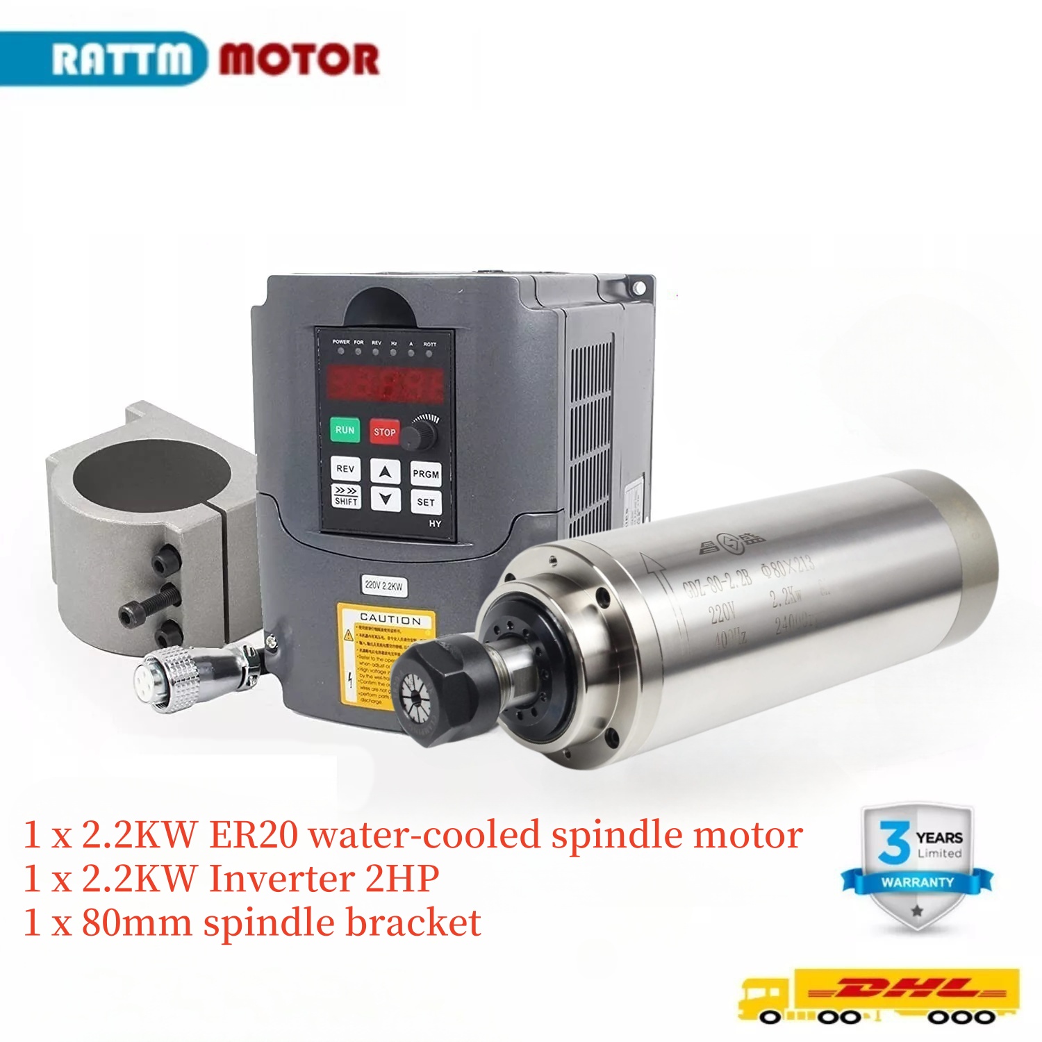 2.2Kw Water Cooled Spindle Kit Vfd - 2.2KW 110Vまたは220V 8A GDZ-80-2.2 400Hz 24000rpm