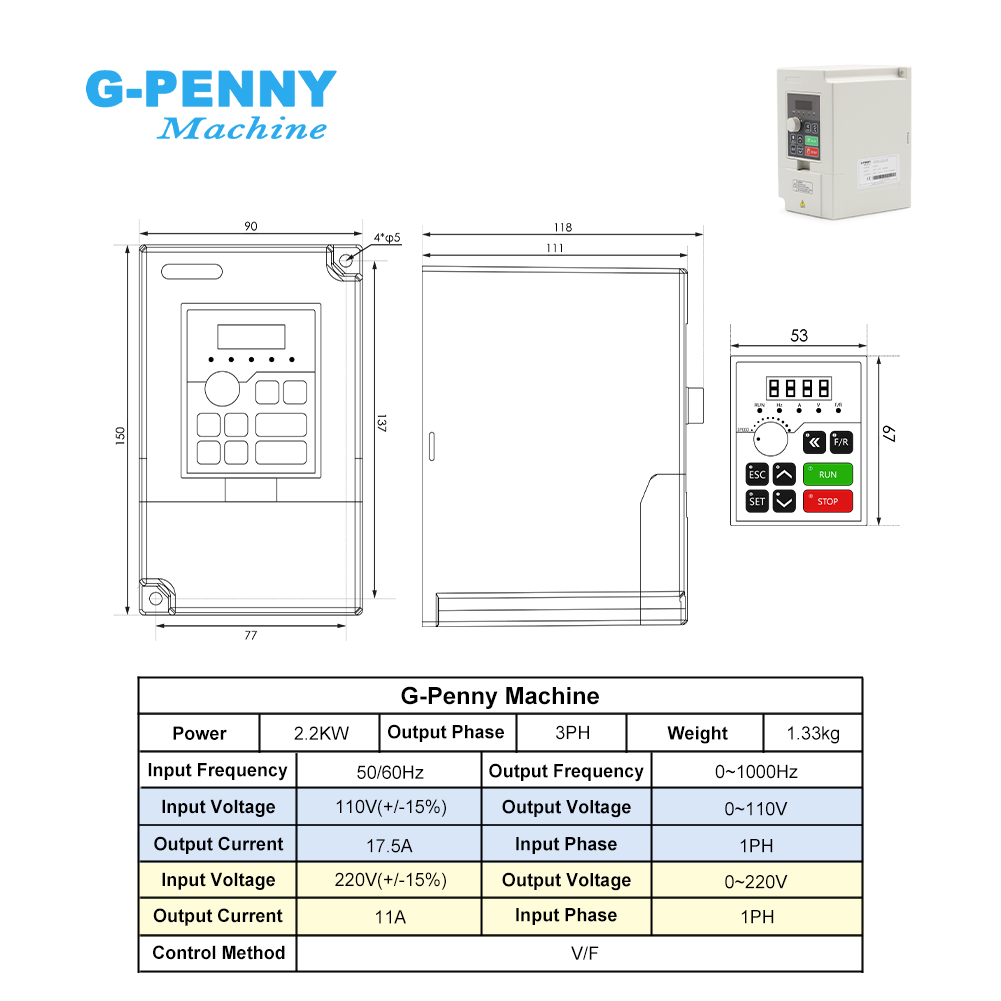 G-Penny 2.2KW ER20 バレット型水冷CNCス - 2.2Kw Water Cooled Spindle Kit Vfd のレビューと価格