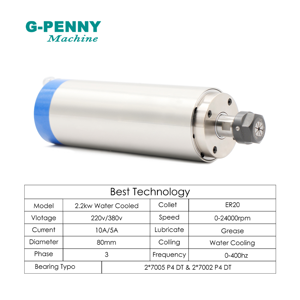G-PENNY 2.2kw ER20 水冷スピンドルキット  - 2.2Kw Water Cooled Spindle Kit Vfd のレビューと価格