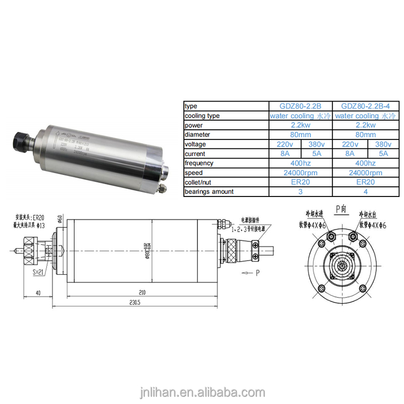 GDZ 2.2KW 220V 水冷 CNC ルータースピンド - 2.2Kw Water Cooled Spindle Kit Vfd のレビューと価格
