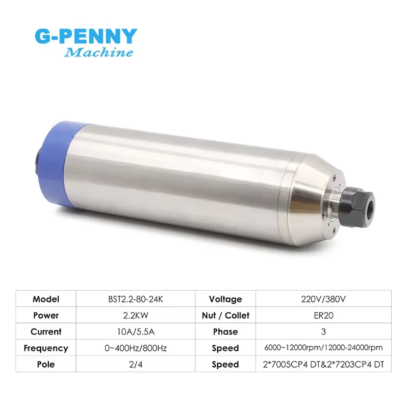 G-Penny 2.2kw ER20 D80 12000rp - 2.2Kw Water Cooled Spindle Kit Vfd のレビューと価格