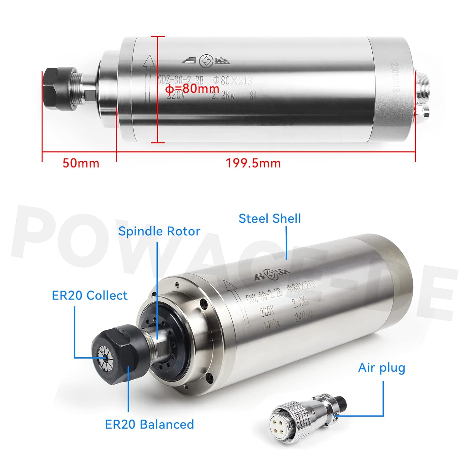 2.2KW 110Vまたは220V 8A GDZ-80-2. - 2.2Kw Water Cooled Spindle Kit Vfd のレビューと価格
