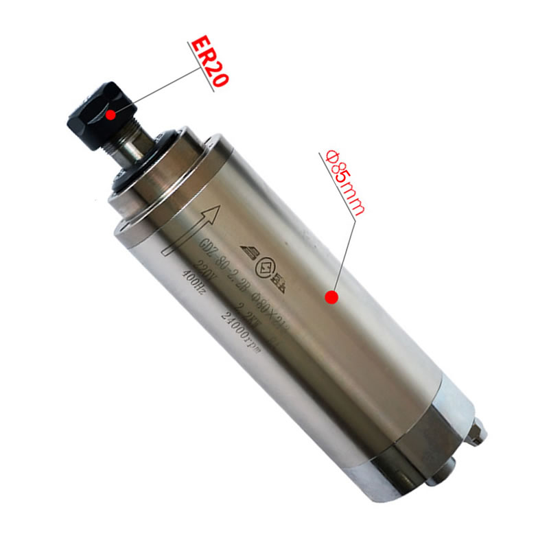 水冷 CNC スピンドルモーター 2.2/3.0/4.5KW - Er20 Collet Chuck Spindle Motor 220V のレビューと価格